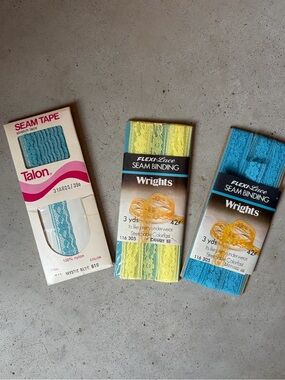 Wrights & Talon Vintage Stretch Lace Seam Binding Lot of 3